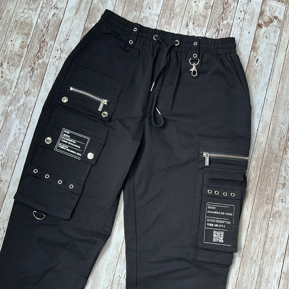 Maniere De Voir Black Cargo Joggers - Picture 4 of 16